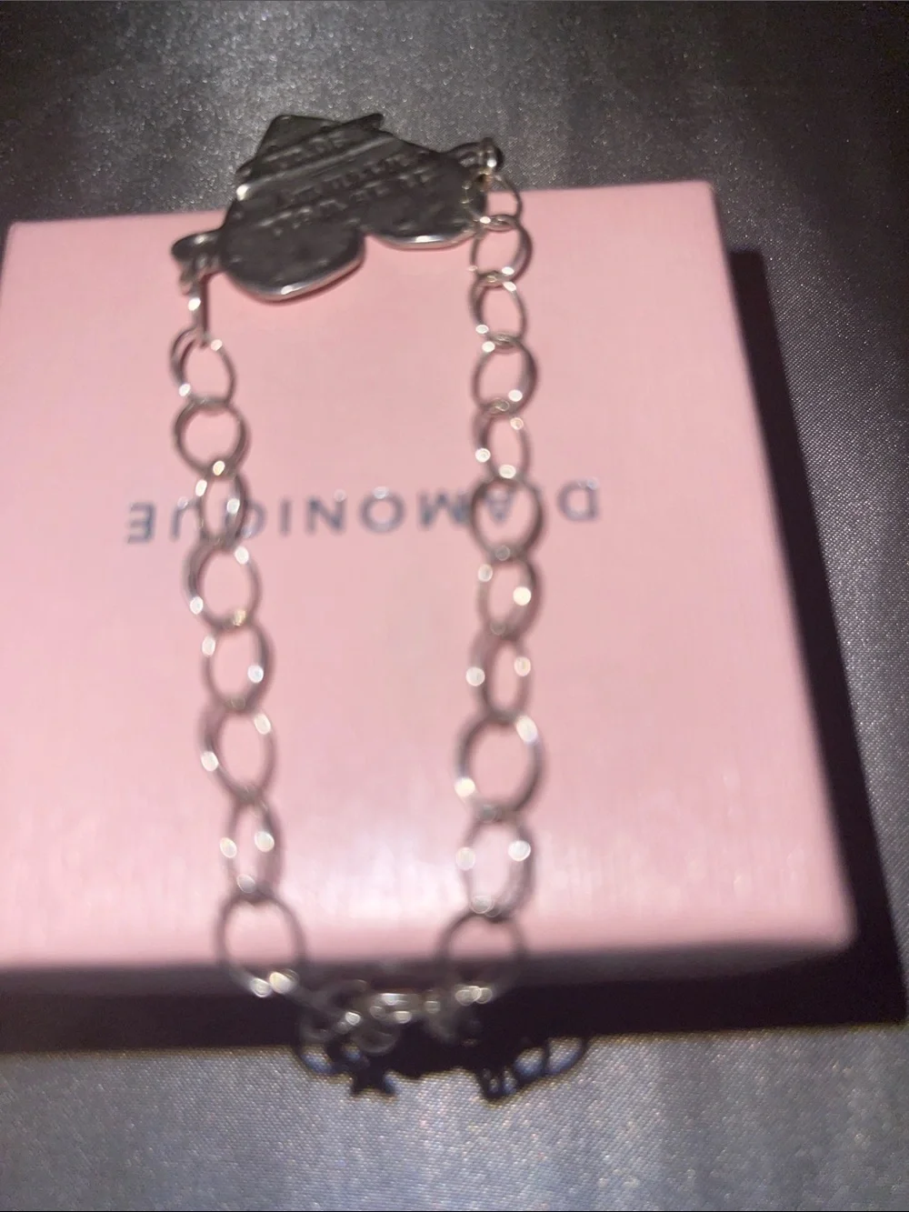 Silver Heart Link Bracelet with Inspirational Engraving